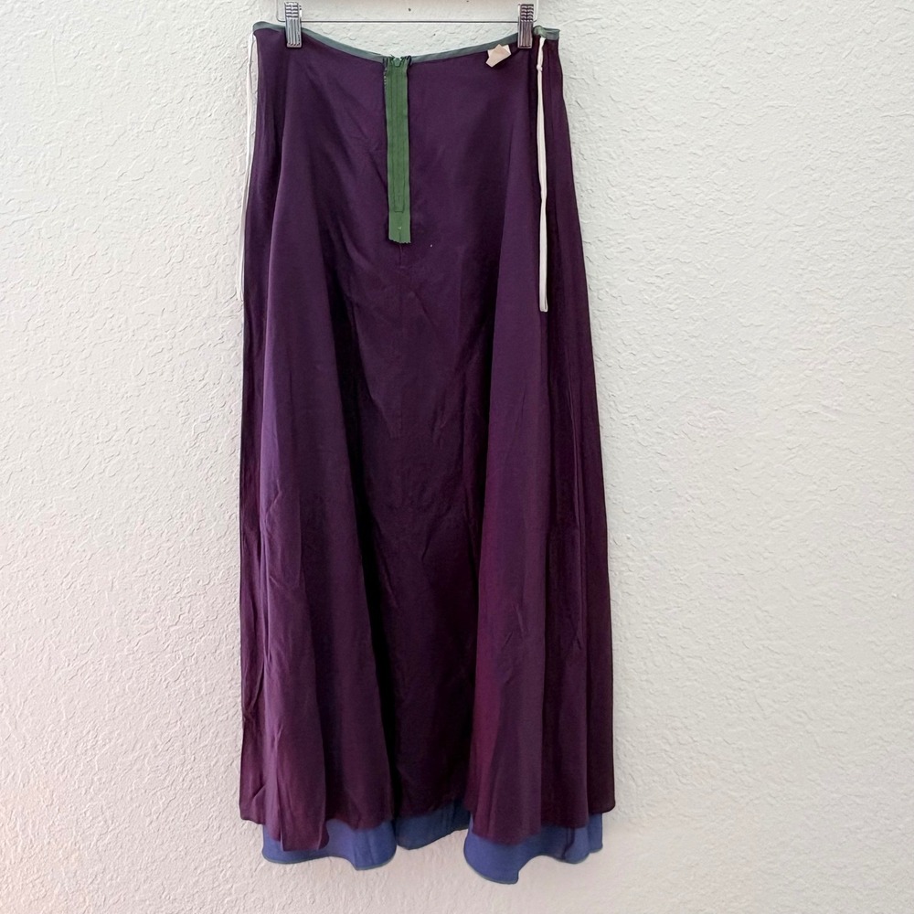 Vintage 90s Y2K Iridescent Dual-Tone Maxi Skirt Womens L Green/Purple USA Grunge - Picture 6 of 11